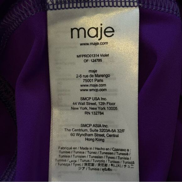 Maje Render Ruched Stretch-Jersey Bodycon Mini Dress Purple 36 NWT - Picture 11 of 13